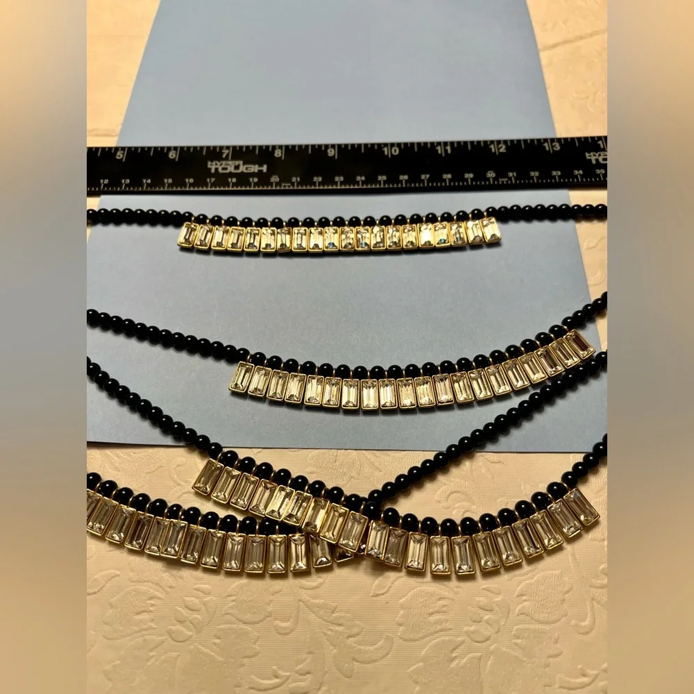 Elegant Black and Rhinstone Layered Necklace